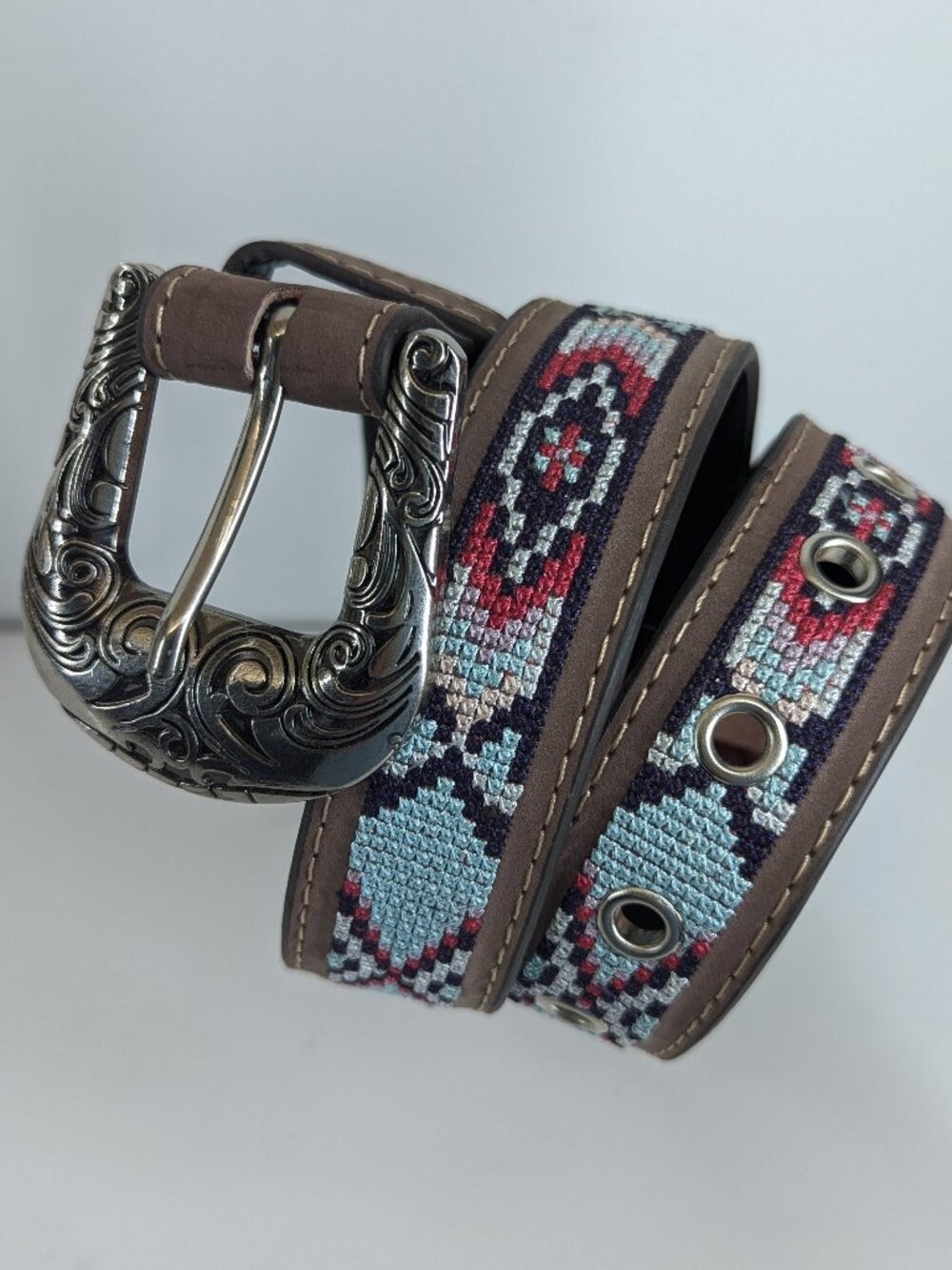 Roper Kids Western Embroidered Belt with Ornate Buckle Kids Size Small 22.5"